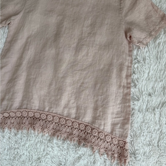 Terzo Millennio Linen Lace Trim Blouse - Picture 2 of 8